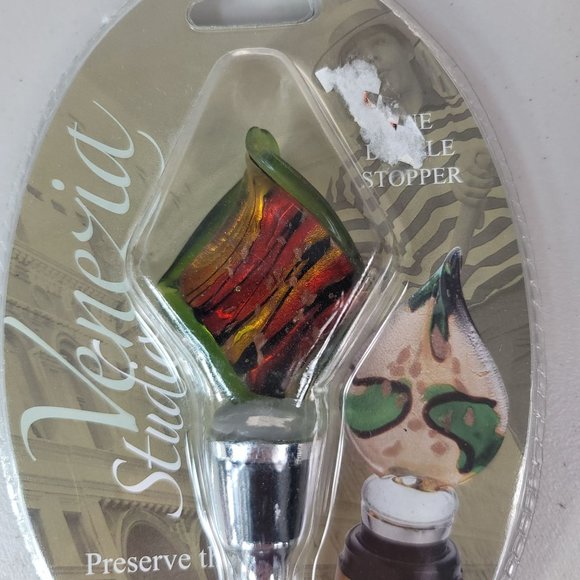 NEW LS Arts Venezia Studio Wine Bottle Stopper Brown 5" Twisted Diamond Square - Picture 2 of 6